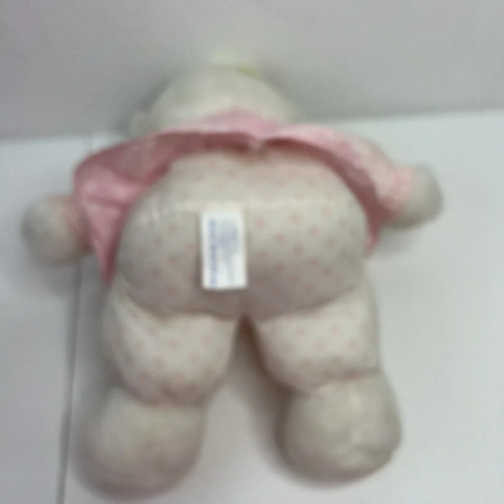 Vintage TB Trading Bear Plush‎ Bow Pastel Toy Stuffed Animal Pink Dot Stripe